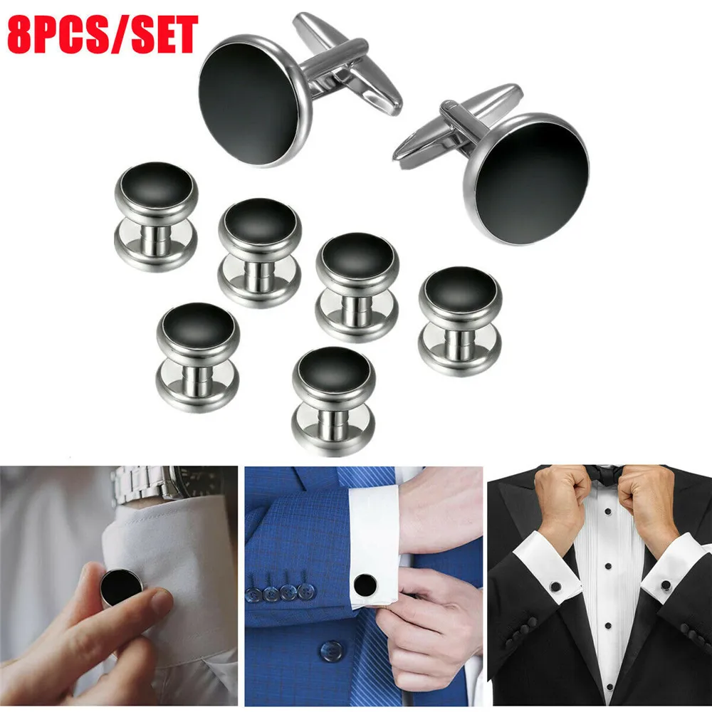 Men's Black Onyx Cufflinks & Dress Stud Set