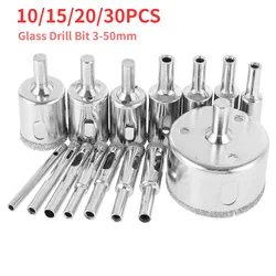 Brocas recubiertas de diamante para herramientas eléctricas, brocas de perforación para azulejos, mármol, vidrio y cerámica, 3mm 50mm, 10/15/30 Uds.