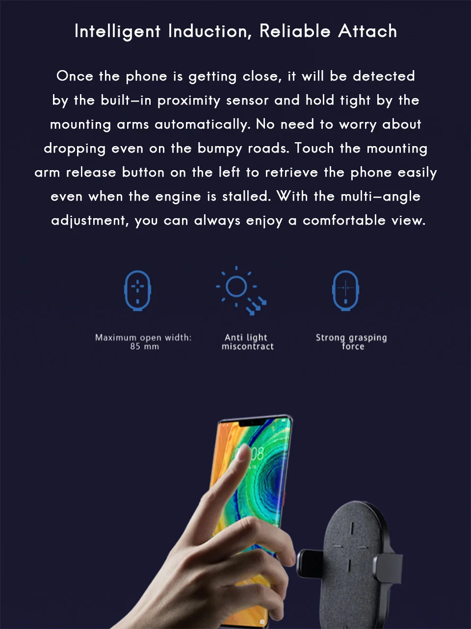 Оригинальное беспроводное автомобильное зарядное устройство huawei 27W Max SuperCharge для mate 30 интеллектуальное зондирование монтажа и извлечения несколько безопасных