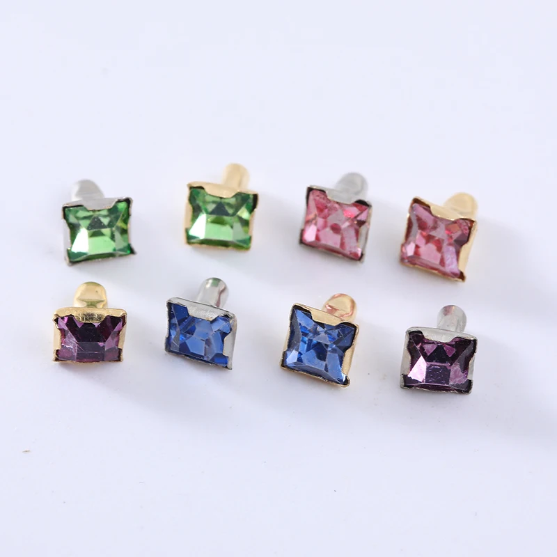 Mixed color rivets 30 комплектов 6*6 мм квадратные хрустальные заклепки из горного хрусталя Стразы шпильки DIY ремесла одежда кожаный декор Rebite шипы трубчатые буровые гвозди - Цвет: Mixed color rivets