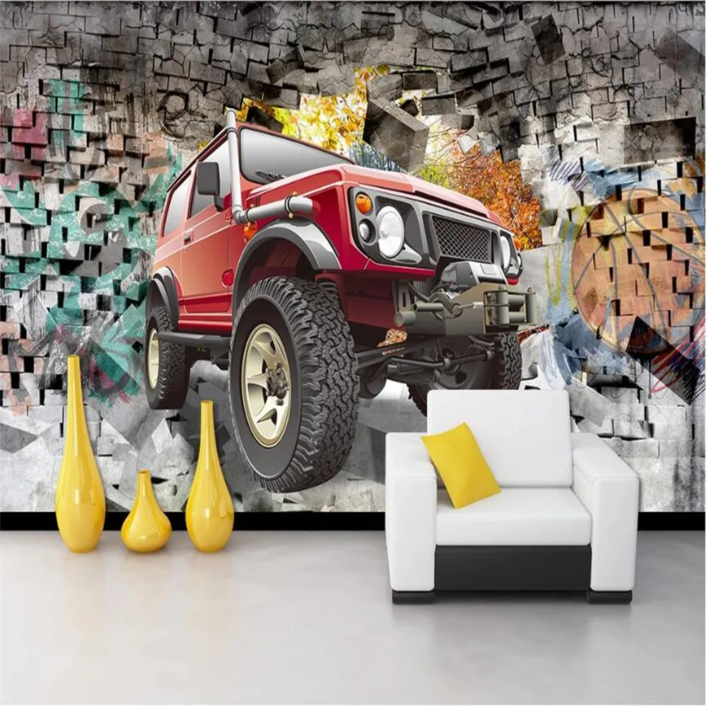 

Milofi large photo wall buggy wall bar restaurant 3D three-dimensional nostalgic background wall