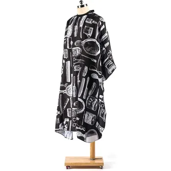 Kaufen 1pc Muster Cut Haar Plane Schwarz Tuch Professionelle Salon Haarschnitt Emu Öl Barber Kleid Robe Schal Friseur Schal