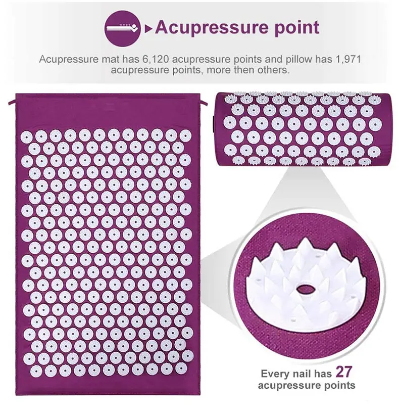 Non-Slip Acupressure Cushion Massage Mat Body Pain Spike Fitness Pilates Exercise Pillow Yoga Mat Gift Bag Applicator kuznetsov