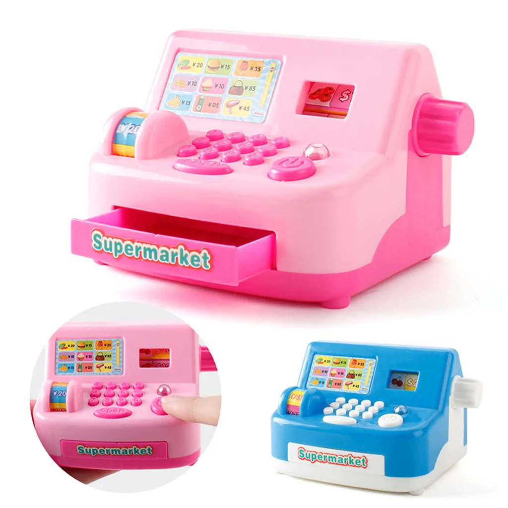Children Kids Pretend Toys Simulated Analog Cash Register Shopping Cashier Role Playing Game Play House Money Toys Gifts#p4 1