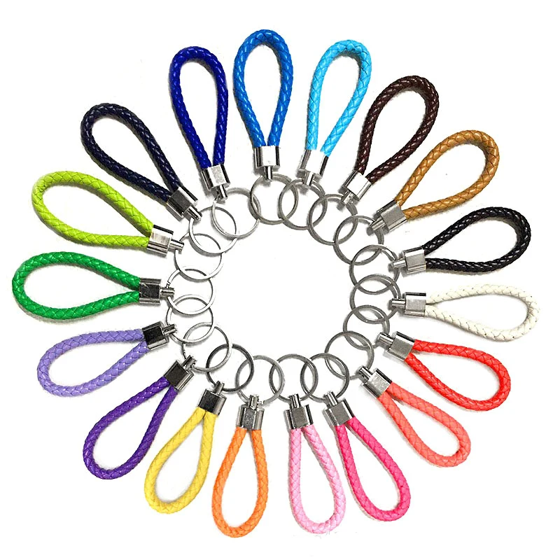 Portachiavi in corda intrecciata in pelle PU per uomo donna Portachiavi per auto Ornamenti per borse fai da te Portachiavi gingillo Accessori regalo  34