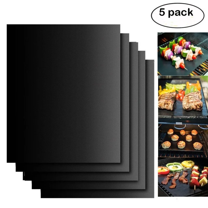 1/3/5/10PCS Heat-resistant BBQ Grill Mat Non-stick 40 * 33cm Cooking Pan Easy To Clean Outdoor Kitchen Tools |