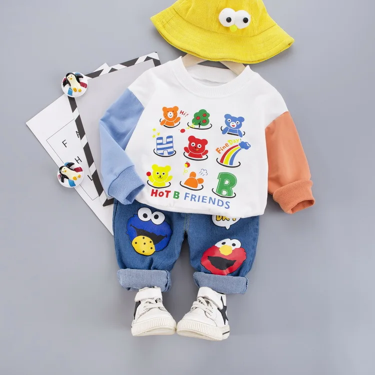HYLKIDHUOSE Spring Baby Girls Boys Clothing Sets 2020 Casual Cartoon T Shirt Jeans Toddler Infant Clothes Children | Детская одежда и