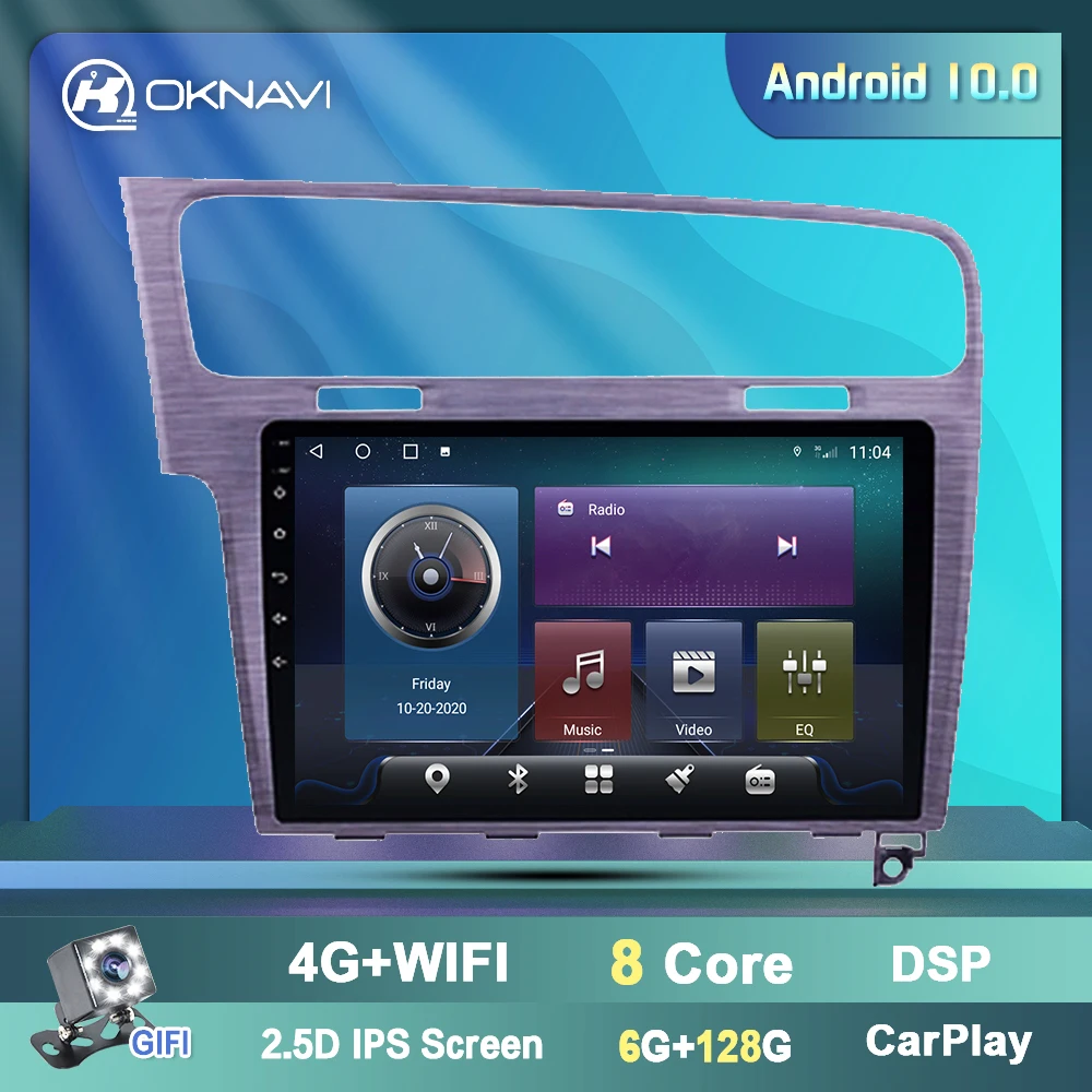 OKNAVI Autoradio 2 Din Android 9.0 10 Inch Car Radio Multimedia Stereo Player For VW Volkswagen Golf 7 2013 2014 2015 Navigation