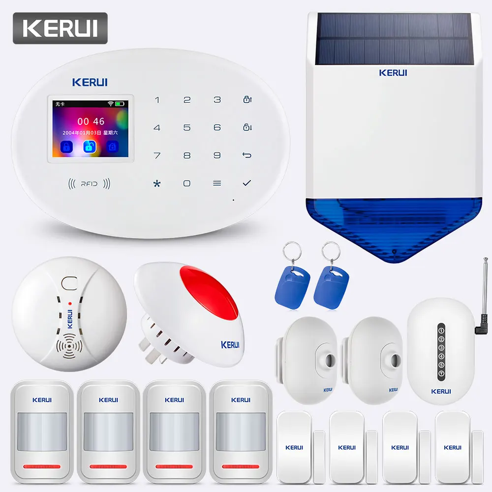 

KERUI W20 2.4 inch Touch Panel APP Control wifi GSM Home Security Alarm System Smart Burglar Alarm Kit