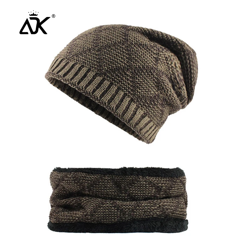 Knitted Hats For Men Winter Scarf Warm Thick Fluffy Slouchy Hats Outdoor Long Beanie Ribbed Casual Breathable Gorros