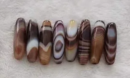 8psc/lot wholesale In bulk length40MM selected charm natural beautiful striped sardonyx rare Yellow and white beads patterns 2