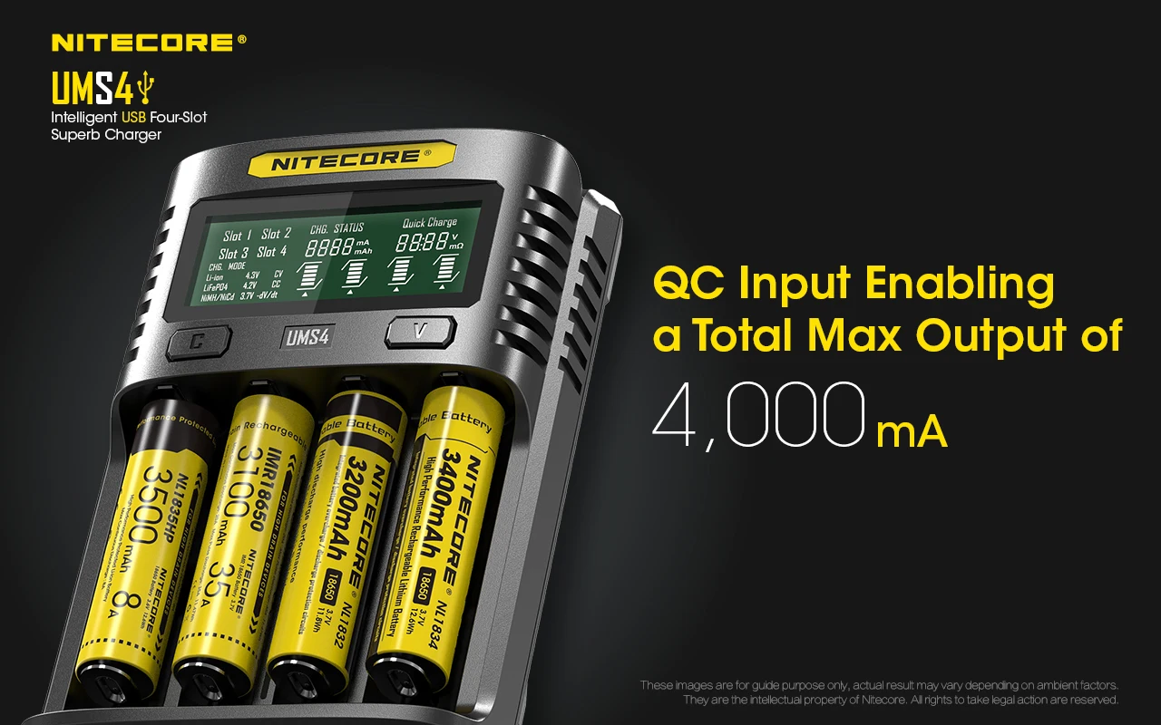NITECORE UMS2 UMS4 UM2 UM4 SC4 интеллигентая(ый) QC Зарядное устройство для 18650 16340 21700 20700 22650 26500 18350 aa aaa Батарея Зарядное устройство