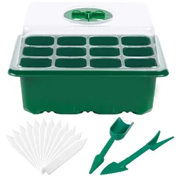Boîte de semis à 12 trous, ensemble de 10 pièces avec Valve de respiration, semis préservation de la chaleur, plateau de semis, plantation de plantes succulentes dans des Pots en filet 