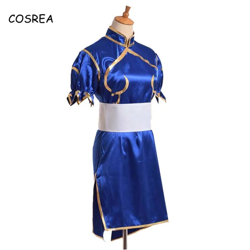 Маскарадные костюмы Chun Li вечерние на Хэллоуин Sutorito Faita голубое платье чонсам