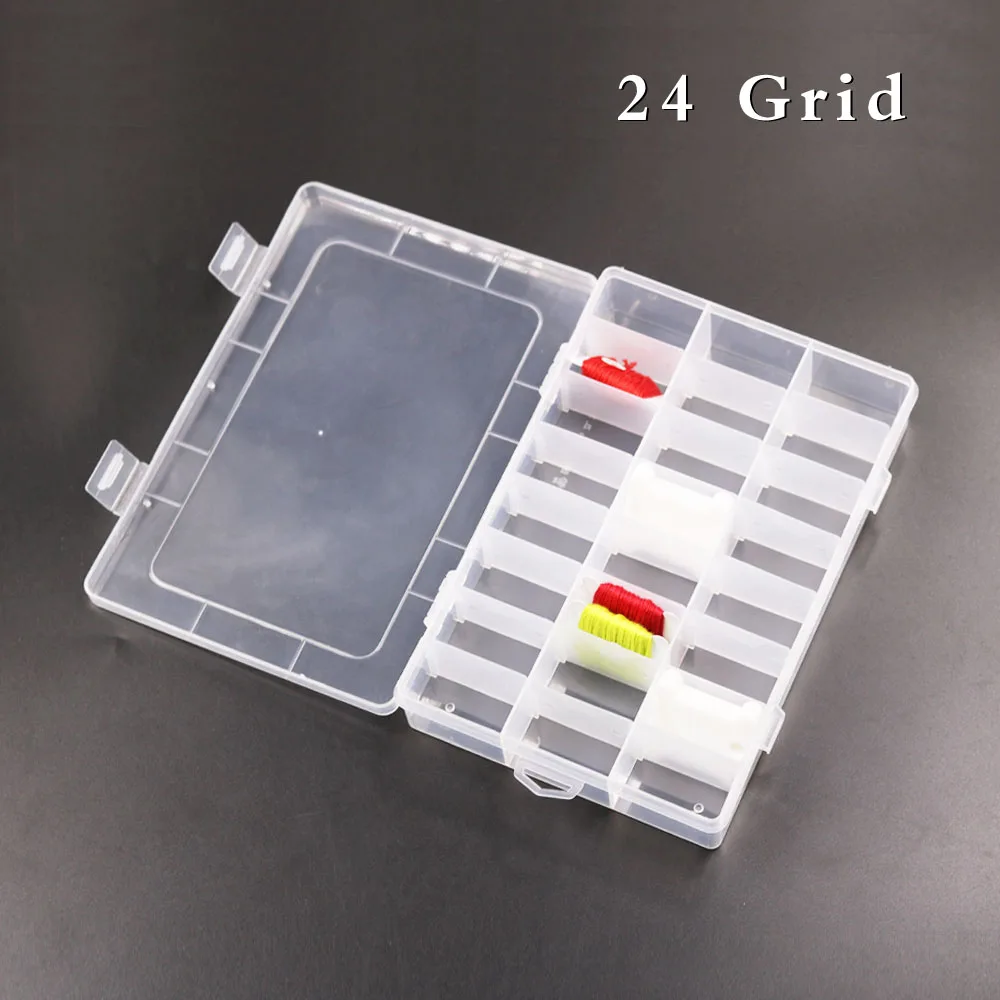 

24 Grids Clear Plastic Organizer Box Storage Container Jewelry Box with Adjustable for Beads Jewelry Thread Card Accessories