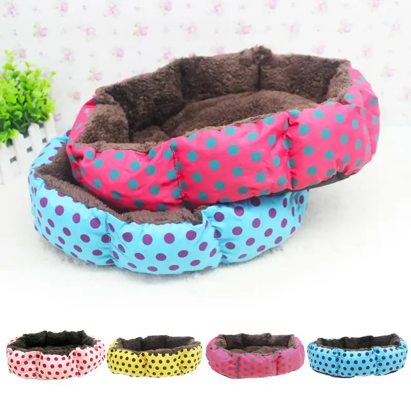 Precio Especial Cama de perro con estampado de puntos, productos para mascotas, suave, cálido, para invierno, gato de peluche, gatos, perros, camas, animales pequeños, casa, perrera y9VKM3ngdon