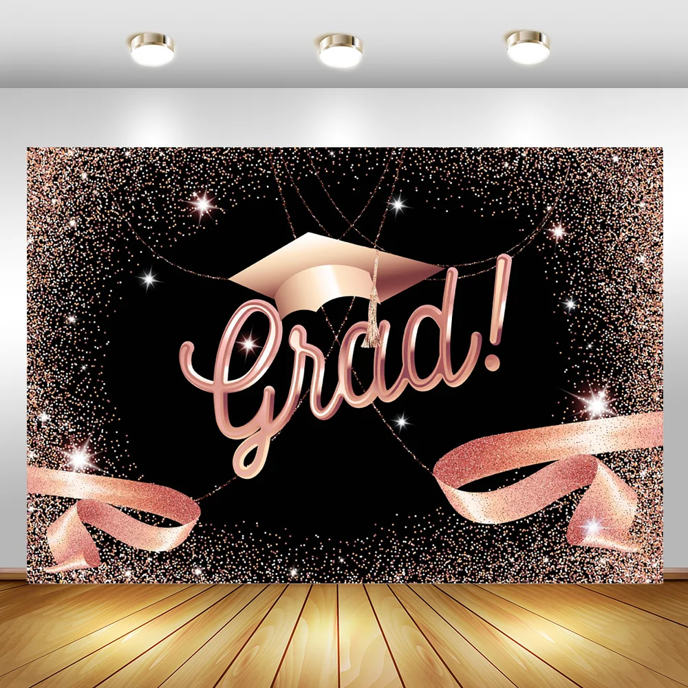 2020 College Graduate Backdrop Pink Gold Graduation Party Background For Photography Flash Rose Gold Dots Graduation Backgrounds Background Aliexpress
