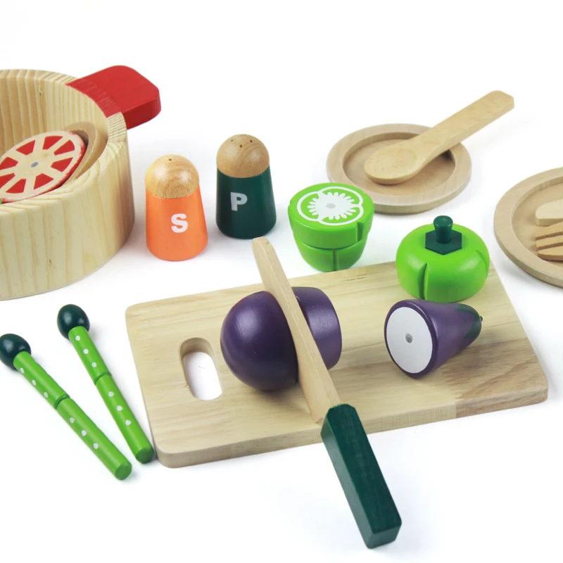 Wooden Vegetables Classic Game Simulation Kitchen Series Toys Cut Vegetable Toys Montessori Early Learning Gifts Large