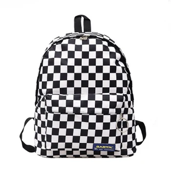 

Unisex Plaid Nylon Female Travel Daypack Laptop Backpack Book Schoolbags Feminina School Casual Rucksack Women Bag Rugzak