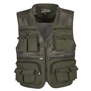 

Men's Mesh Breathable Openwork Camouflage Journalist Photographer Fishing Vest Waistcoat Jacket Coat