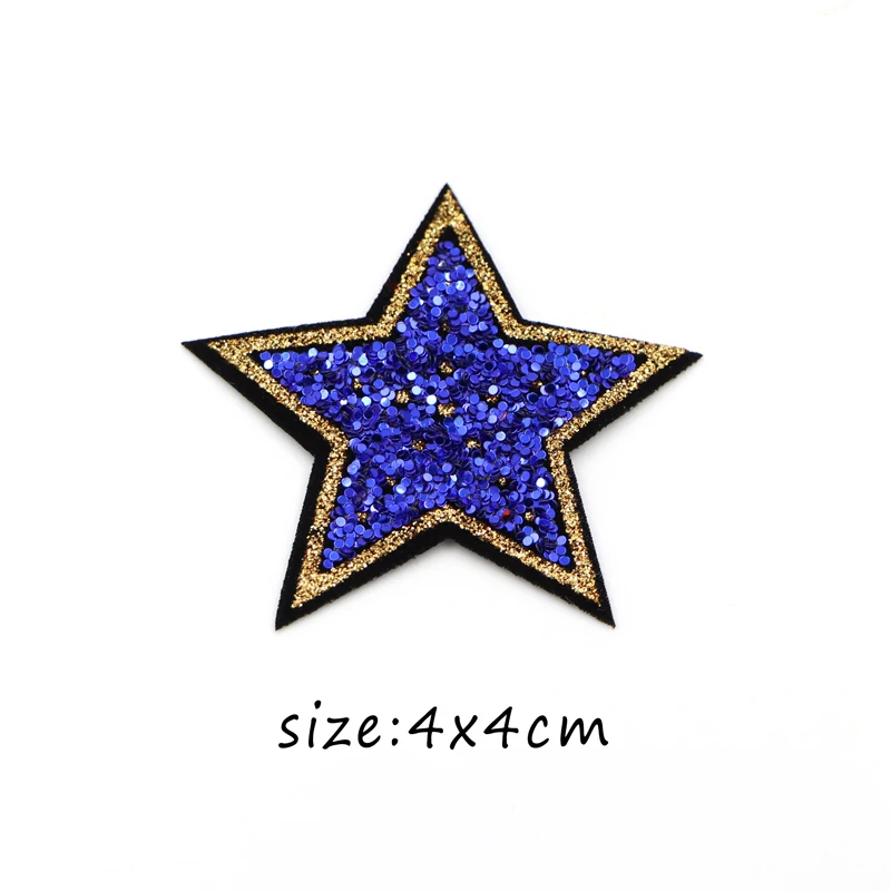 10 шт./лот, блестящая Звезда, нашивка, железные наклейки на одежду, джинсы, Аппликации, сделай сам, пальто, штаны, нашивка, нашивка - Цвет: 4.5cm  Star