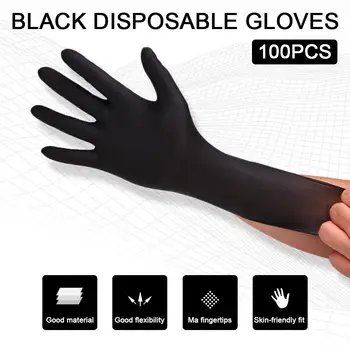 

Nitrile Gloves 100pcs First Responders Anti Saliva Household Cleaning Latex Glove Stretchable Disposable Powder-Free Black