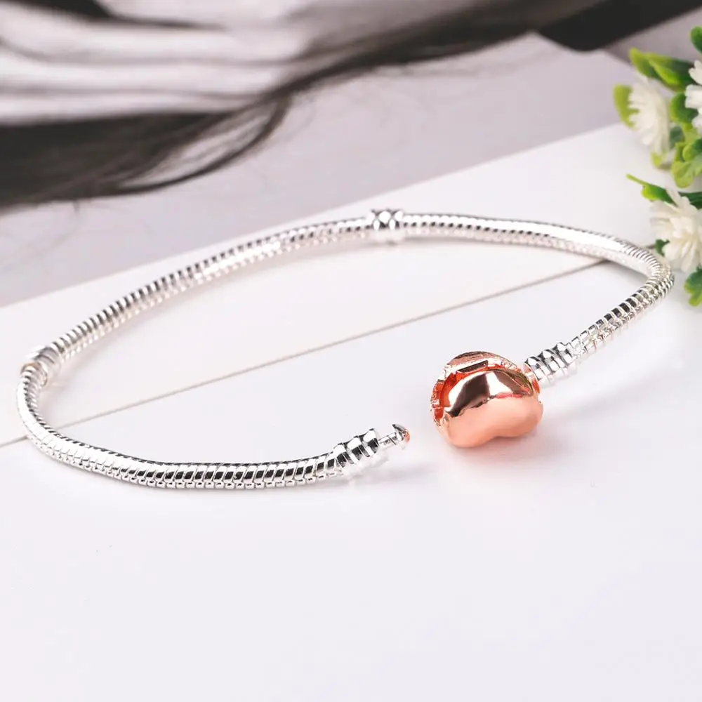 Charm Bracelet Rose Gold Silver Color Alloy Snake Chain Basic Bracelets For Fashion Women Bead DIY Jewelry bracelet jewelry