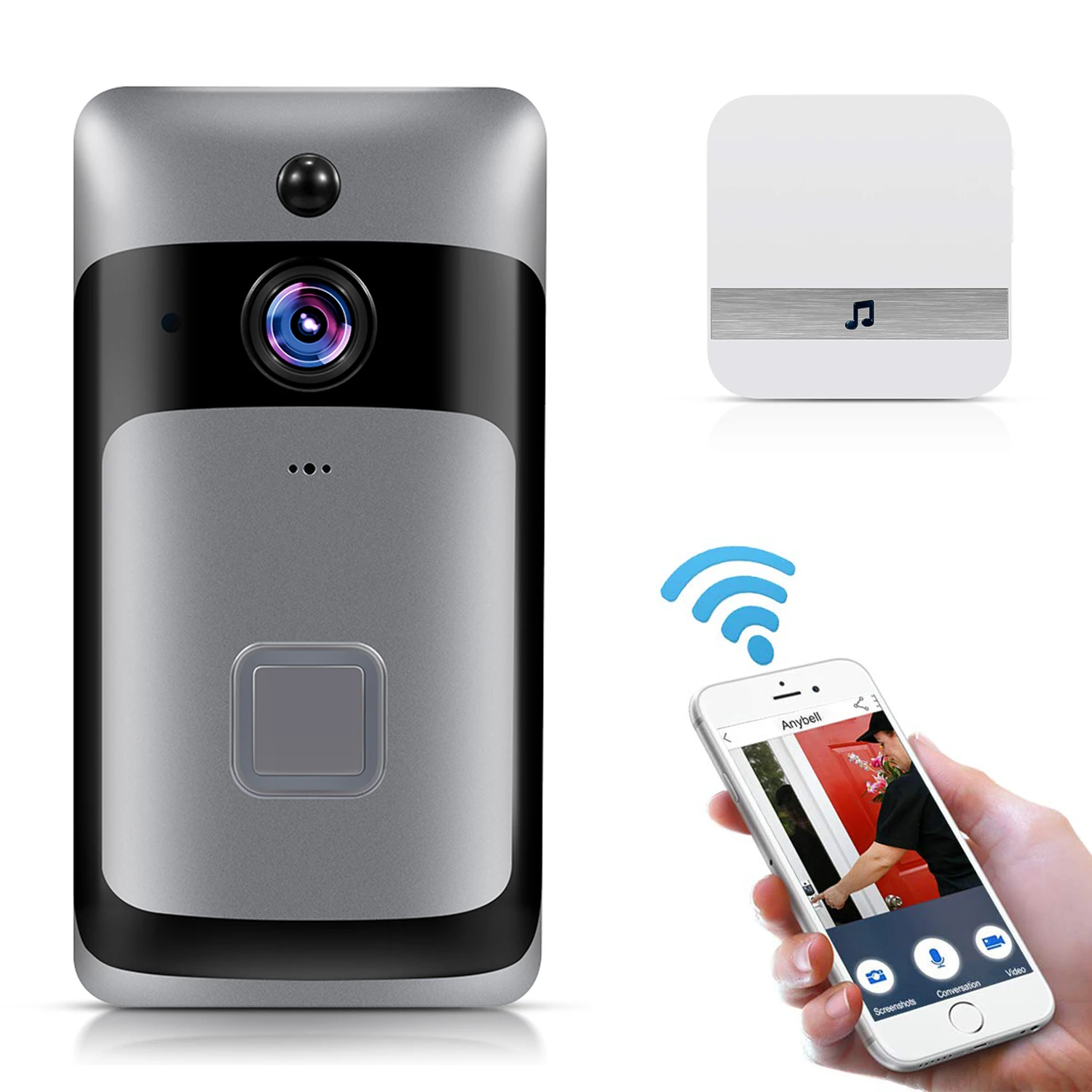1080P HD WiFi видеопереговорное устройство глазок дверной звонок камера PIR ИК детектор