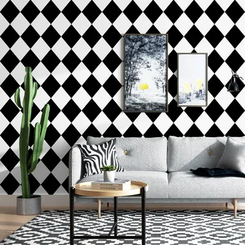 

9.5m waterproof modern minimalist black and white lattice wallpaper for bedroom living room office kitchen wall papers home