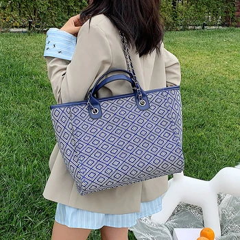 

Large Capacity Women Canvas Handbags Tote Bags Luxury Ladies Big Shouder Bag High Quality Designer Chain Female Messenger Bags
