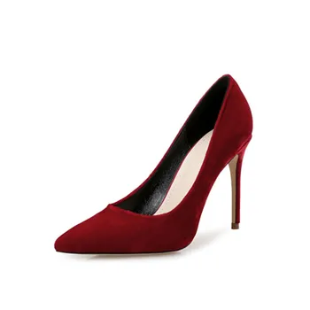 

2020 new fashion high heel ladies shallow shoes classic black red sexy prom wedding shoes stiletto pointed single shoes