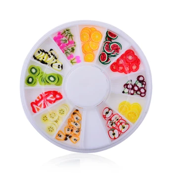 

12 grids Mixed Styles 3D Fruit Tiny Slices Sticker Polymer Clay DIY Design Slice Nail Art Decors Women Nail Art Tips Fruit Slice