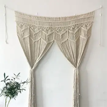 

Handwoven Tapestry Braided Cotton Curtain Bohemian Wedding Background Wall Hanging Rope Boho Ornament Party Decoration 100*200CM