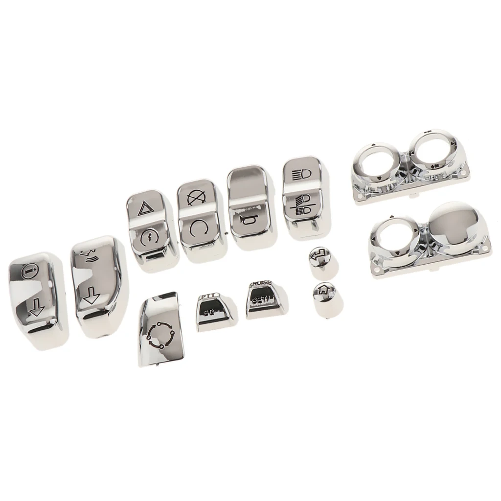 13pcs Chrome Motorcycle Handlebar Switch Caps For Harley 2014-2017