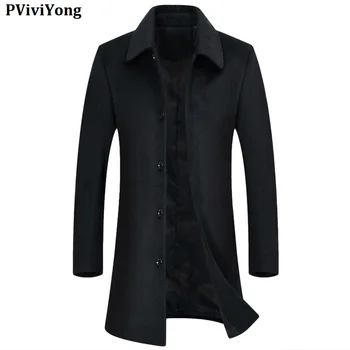 

PViviYong 2020 new arrival high quality wool trench long coat men, casual jackets men parka Plus-size M-7XL 1716