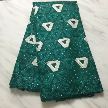 

Emerald green 2020 new African Lace Fabric 5 yard High Quality guipure lace Water Soluble Nigerian lace fabric for party WHITE