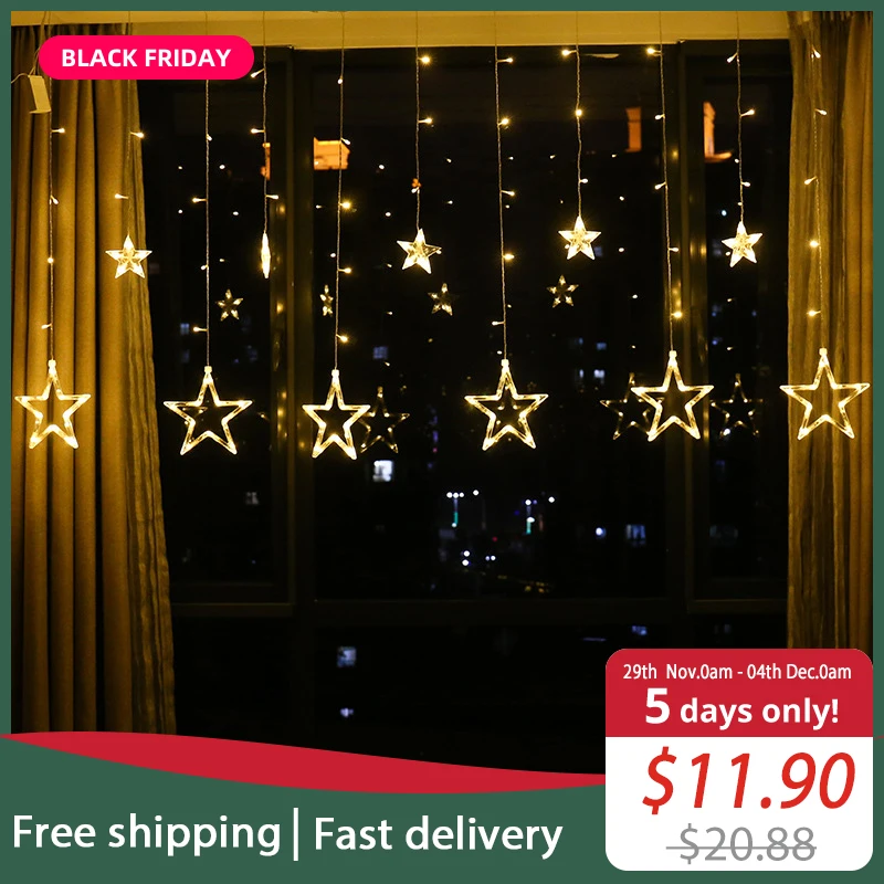 JSEX светодиодный светильник, гирлянда, освещение, 2,5 м, звездное праздничное освещение, сказочные огни, водонепроницаемая Рождественская гирлянда, украшение