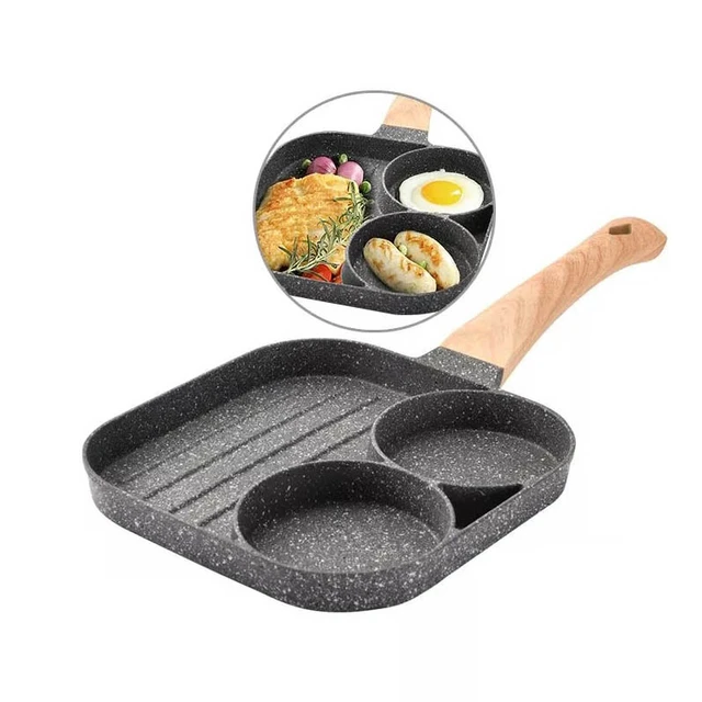 Poêle à crêpes antiadhésive à 2 trous, plaque de cuisson pour crêpes, œufs,  Omelette, Steak, gaz à Induction, ustensile de cuisine, moule à hamburger -  AliExpress