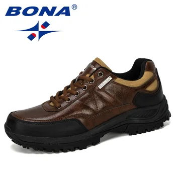 

BONA 2019 New Designer Hiking Shoes Men Travel Shoes Outdoor Non-Slip Sneakers Man Lace Up Trekking Jogging Shoes Male Trendy