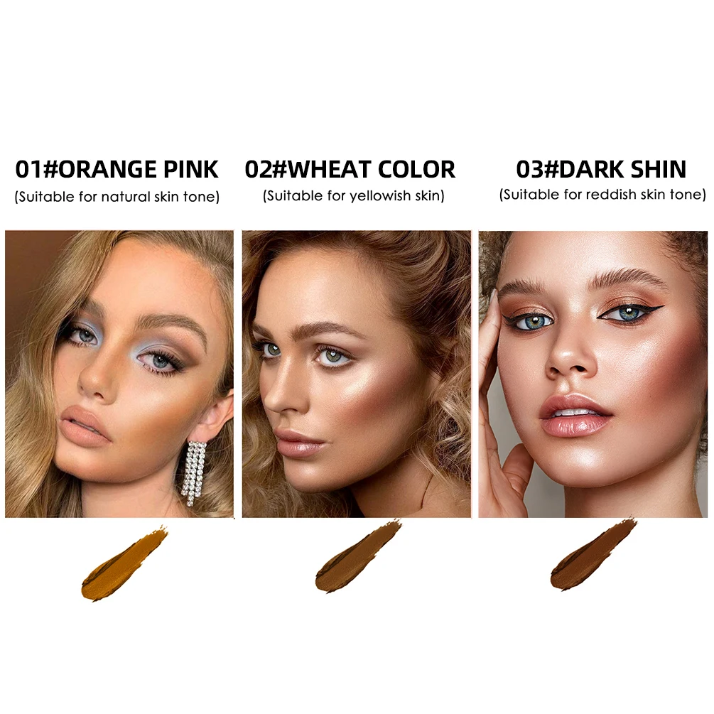 QIBEST Face Bronzer Makeup Contour Shade Concealer Brighten 3D Cosmetic Makeup Glow Illuminator Highlight Smooth Bronzer Palette