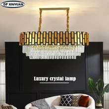 

Nordic modern black gold shiny LED crystal chandelier villa living room dining luxury crystal ceiling lamp factory direct sales