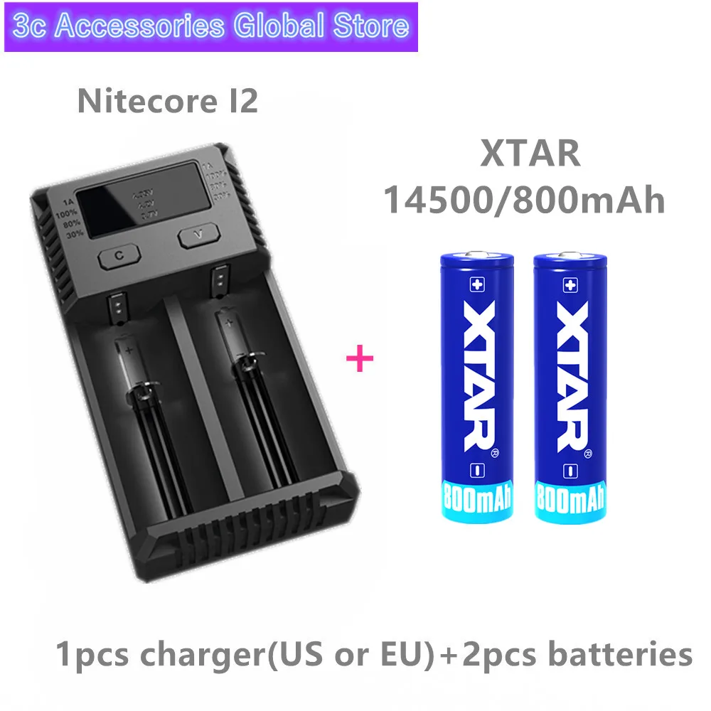 2 шт Xtar перезаряжаемый аккумулятор 14500 800 мАч 3 7 в защищенный для фонарей с Nitecore