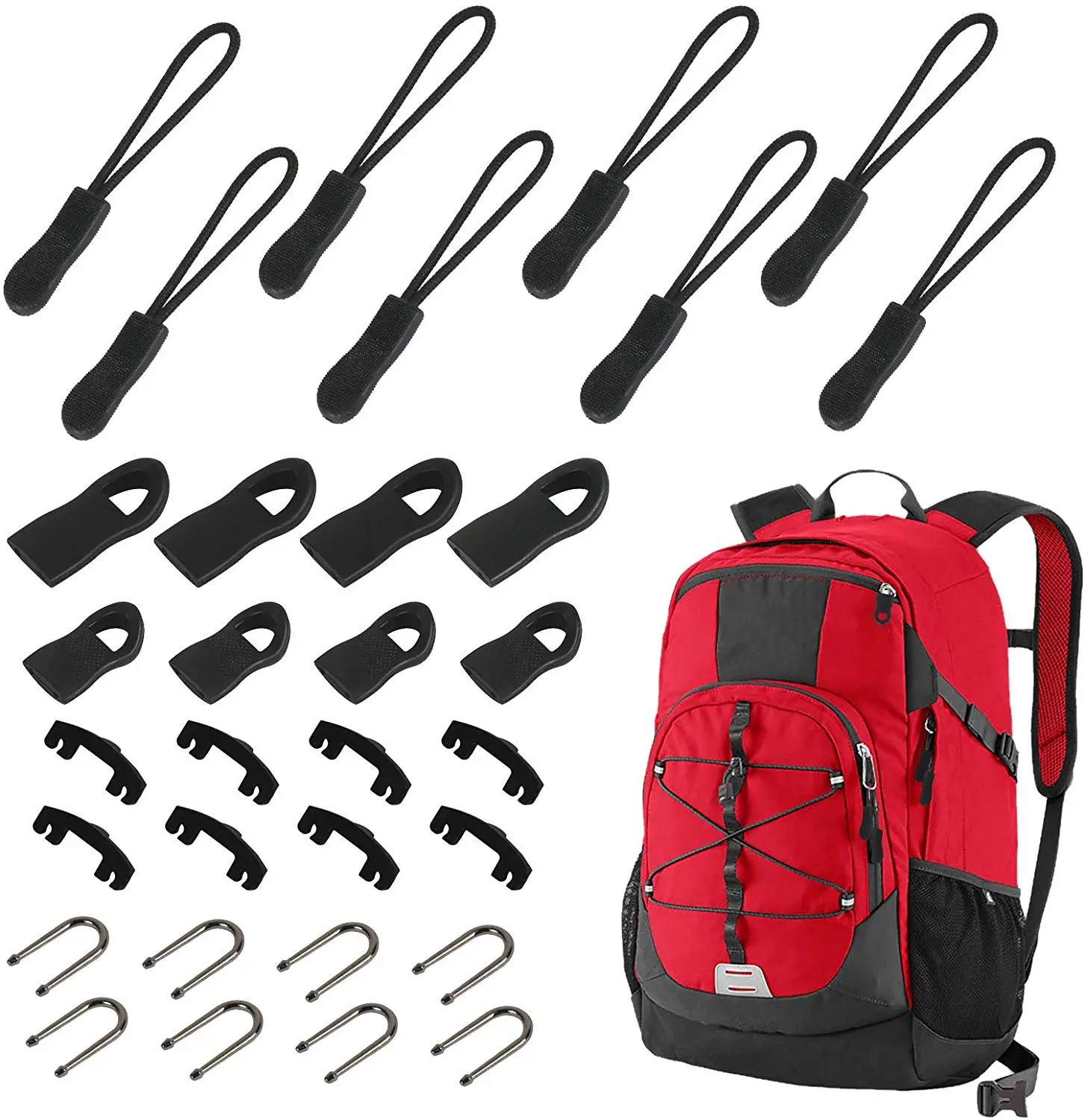 

8 Pieces Zipper Pulls Replacements Durable Zip Fixer Repair Pull Tags 8pcs Extension Zipper Tag for Clothes Backpack Bag Craft