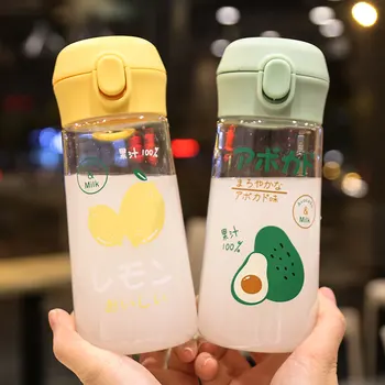 

New Creative Strawberry Fruit Bottle Transparent Plastic Water Bottles BPA Free For Girls Leakproof Sports Drinking Cups