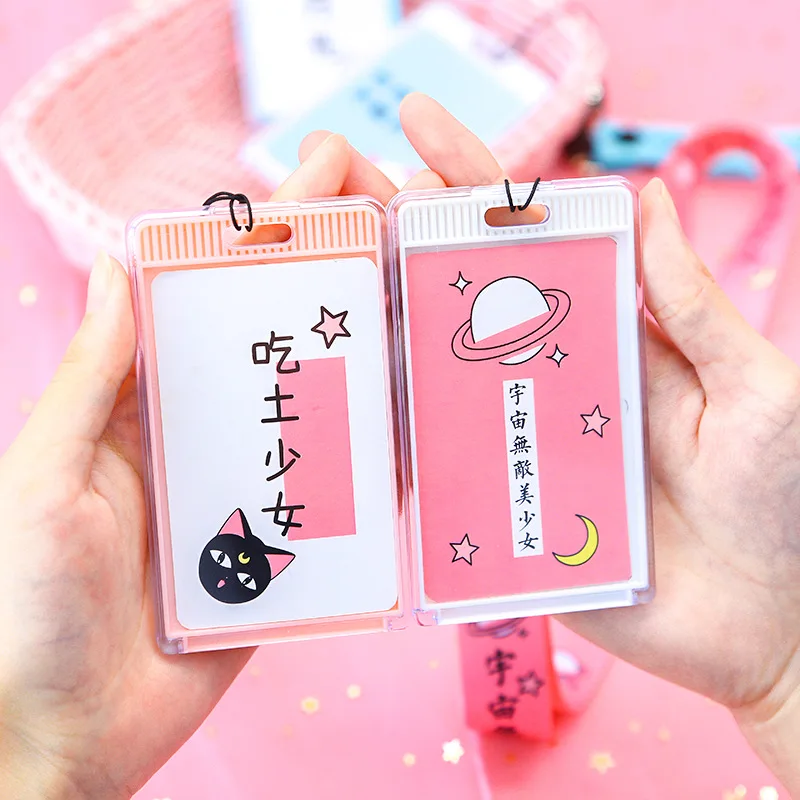 

Network hong cayi Acrylic Fashionable Words Color Card Holder Halter Long Rope Bus Card Holder Student's Identification Card Cer