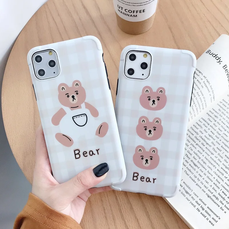 Anti-drop Korea bear phone cases for iPhone 11 Pro MAX case love heart bears cover iphone Xs Xr X 6 6s 7 8 plus soft TPU |