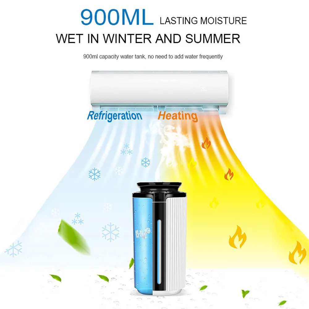 Aroma Diffuser Ultrasonic Humidifier Air Purifier Creative Portable Colorful Light 900ML Bedroom Home Decoration High-Capacity