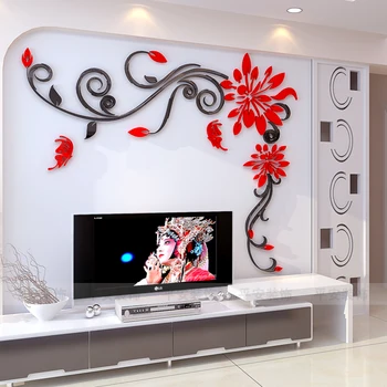 

Wall Stickers Living Room Wall Decoration Removable Sticker Crystal Flower Vine 3D Acrylic for Tile,for Wall Multi-piece Package