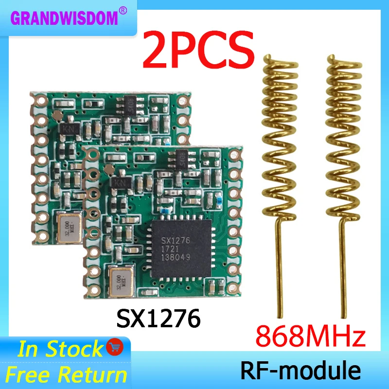 2pcs 868MHz super low power RF LoRa module SX1276 chip Long-Distance communication Receiver IOT Transmitter SPI IOT+2pcs antenna 2pcs adjustable focusable xh2 54 650nm 250mw high power 1245 12x45mm 3v 4 5v red dot laser module industrial 12mm led ld module