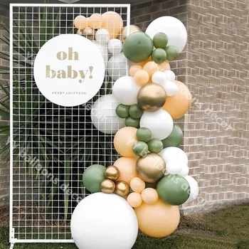 

DIY Balloons Garland Arch Retro Dusty Green Birthday Balloon Kit Blush Chrome Gold Globos Baby Shower Wedding Party Decor